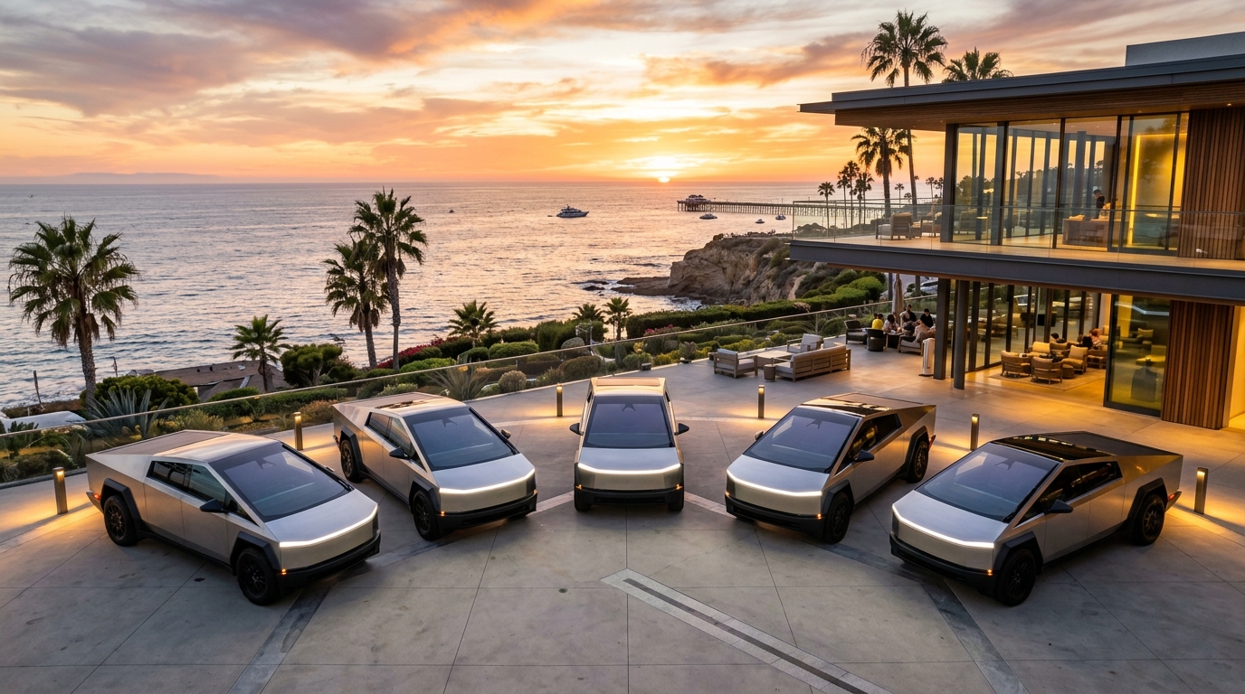 Tesla Cybercab Fleet in Orange County Pavilion